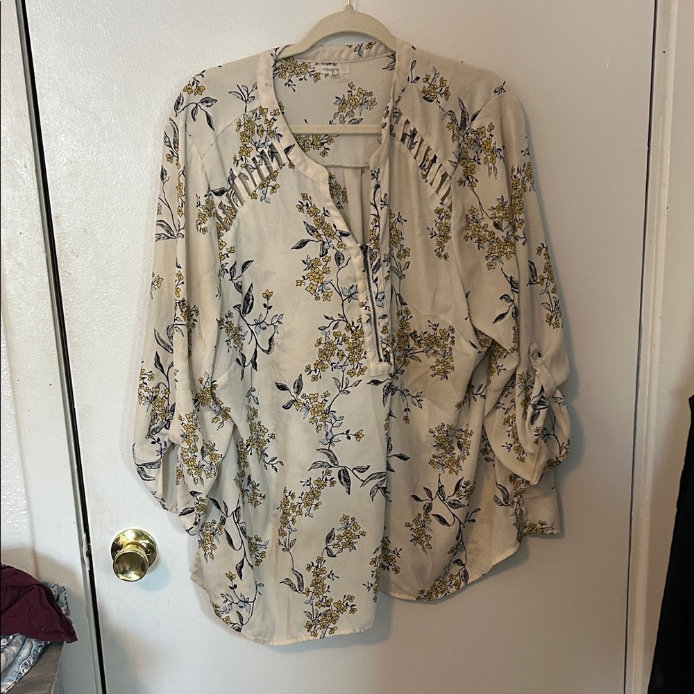 Maurices Cream and Yellow Floral Blouse